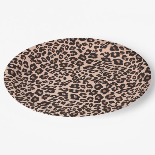Leopard Print Party Paper Tellers Tableware Pappteller (Schrägansicht)