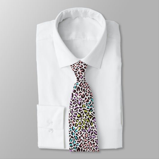Leopard Print Pastel Neck Tie Krawatte (Gebunden)