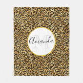 Leopard Print Patches in Gold und Schwarz Monogram Fleecedecke (Vorderseite)