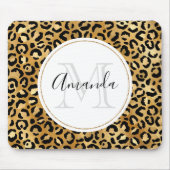 Leopard Print Patches in Gold und Schwarz Monogram Mousepad (Vorne)