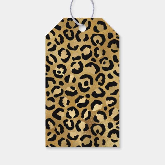 Leopard Print Pattern auf Gold Junggeselinnen-Absc Geschenkanhänger (Rückseite)