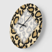 Leopard Print Pattern, Brown and Black. Große Wanduhr (Winkel)