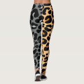 Leopard Print Pattern Cat Brown Grau Silva Black Leggings (Rückseite)