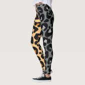 Leopard Print Pattern Cat Brown Grau Silva Black Leggings (Links)