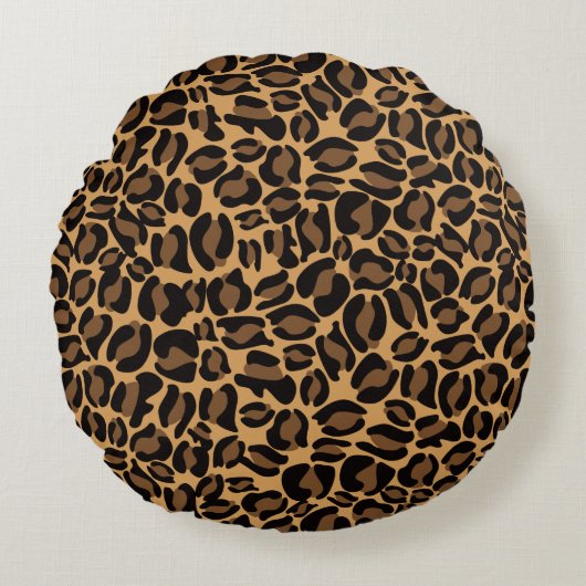 Leopard Print Pattern Classic Dschungel Rundes Kissen (Vorderseite)