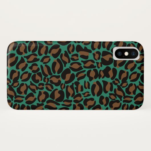 Leopard Print Pattern Dschungelgrün braun Case-Mate iPhone Hülle (Rückseite (Horizontal))