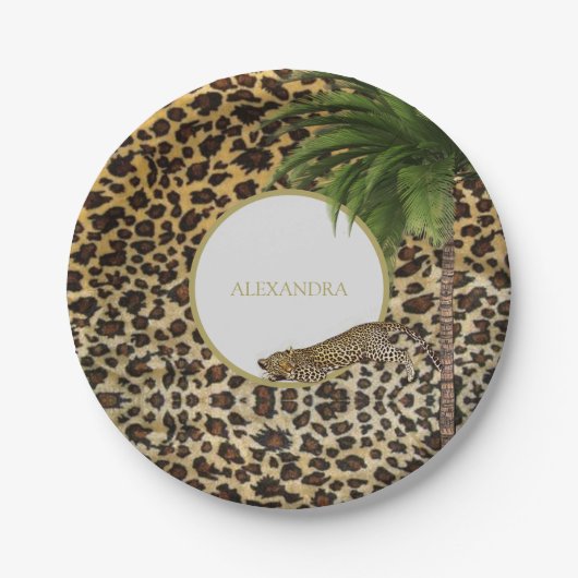 Leopard Print Pattern Elegant Palm Personal Pappteller (Vorderseite)