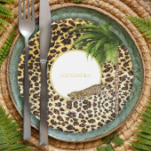 Leopard Print Pattern Elegant Palm Personal Pappteller