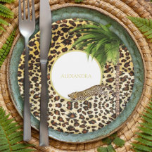 Leopard Print Pattern Elegant Palm Personal