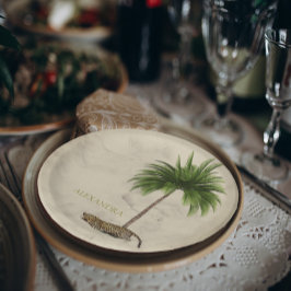 Leopard Print Pattern Elegant Palm Personal Pappteller