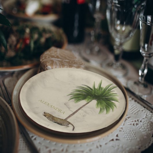 Leopard Print Pattern Elegant Palm Personal Pappteller