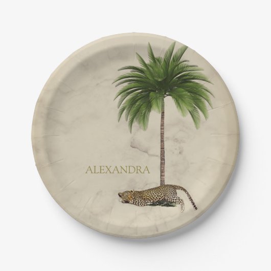 Leopard Print Pattern Elegant Palm Personal Pappteller (Vorderseite)