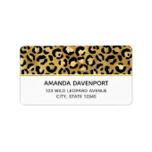 Leopard Print Pattern in Gold and Black Label Adressaufkleber (Vorne)
