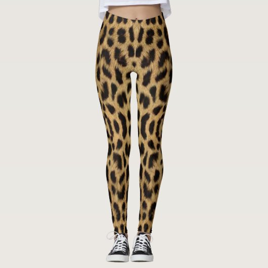 Leopard Print Pattern Legierung Leggings (Vorderseite)