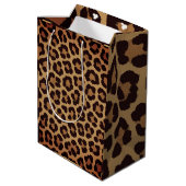 Leopard Print Pattern Mittlere Geschenktüte (Rückseite Schrägansicht)