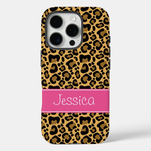 Leopard Print Pattern Pink Personalisiert Case-Mate iPhone Hülle (Rückseite)
