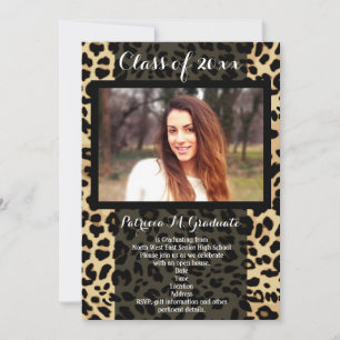 Leopard Print Pattern Ribbon Foto Abschluss Einladung