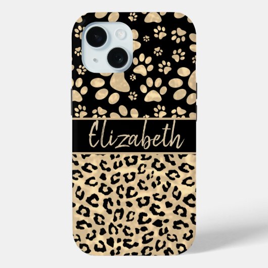 Leopard Print Paws Print Sepia Personalisiert Case-Mate iPhone Hülle (Rückseite)