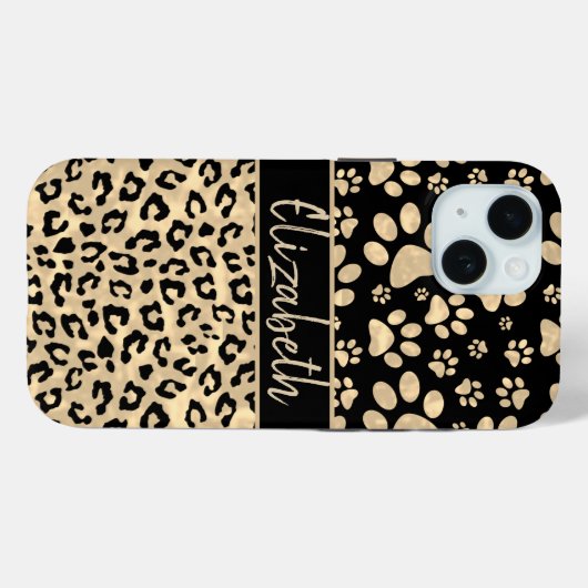 Leopard Print Paws Print Sepia Personalisiert Case-Mate iPhone Hülle (Rückseite (Horizontal))