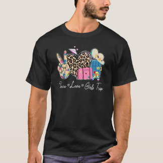 Leopard Print Peace Liebe Girls - Reise-Modus T-Shirt