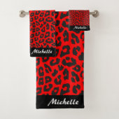 Leopard Print Personalisiert Badhandtuch Set (Insitu)