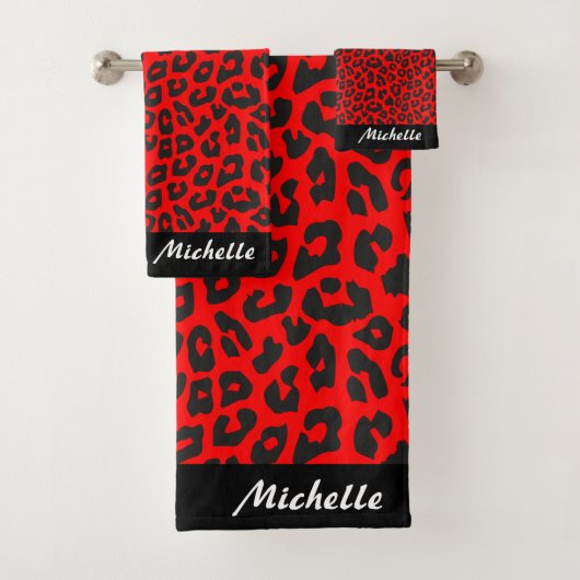 Leopard Print Personalisiert Badhandtuch Set (Insitu)
