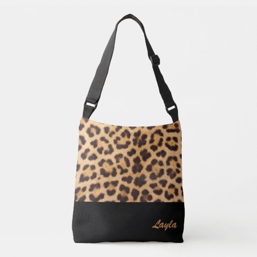 Leopard Print Personalisiert Crossbody Bag Tragetaschen Mit Langen Trägern (Vorderseite)