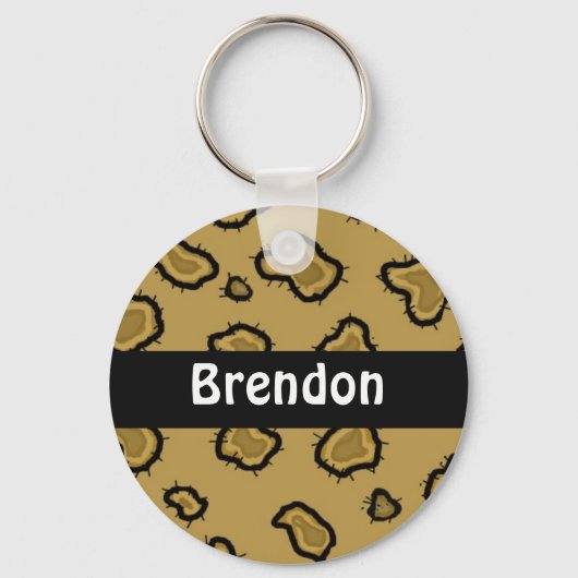 Leopard Print Personalisiert Key Chain Schlüsselanhänger (Vorderseite)