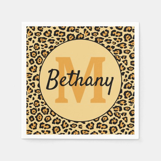 Leopard Print Personalisiert Serviette (Vorderseite)