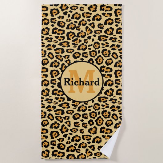 Leopard Print Personalisiert Strandtuch (Vorderseite)