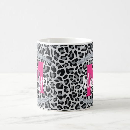 Leopard Print personalize Name Diamonds Coffee Tas Kaffeetasse (Mittel)