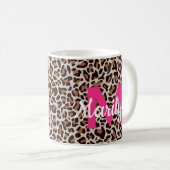 Leopard Print personalize Name Hot Pink Coffee Tas Kaffeetasse (VorderseiteRechts)