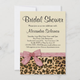 Leopard Print Pink Bow Bridal Dusche Einladung
