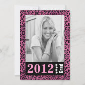 Leopard Print Pink Custom Foto Abschluss 12x18 Einladung (Rückseite)