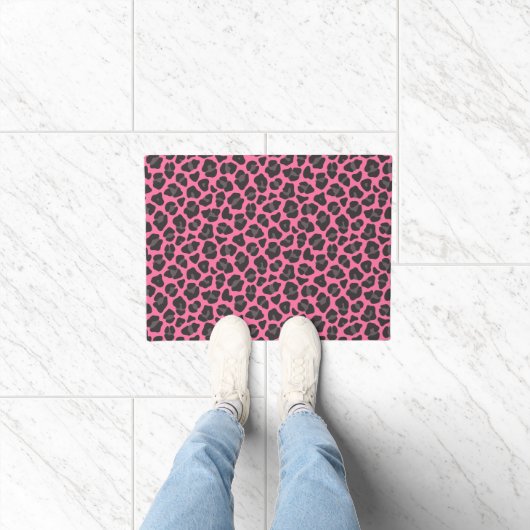 Leopard Print Pink Grau Fußmatte (Indoor)