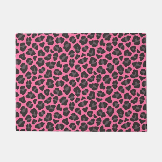 Leopard Print Pink Grau Fußmatte (Vorderseite)