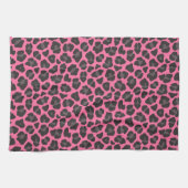 Leopard Print Pink Grau Geschirrtuch (Horizontal)