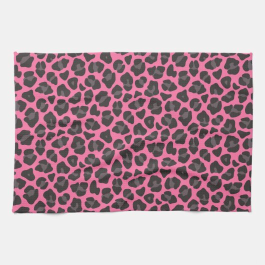 Leopard Print Pink Grau Geschirrtuch (Horizontal)