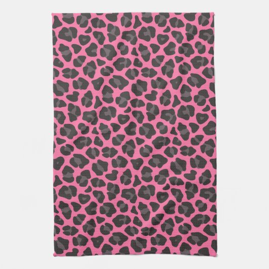 Leopard Print Pink Grau Geschirrtuch (Vertikal)