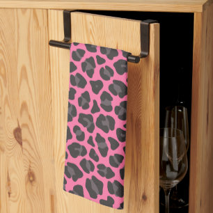 Leopard Print Pink Grau Geschirrtuch