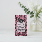 Leopard Print Pink Hair Stylist Appointment Cards Terminkarte (Stehend Vorderseite)