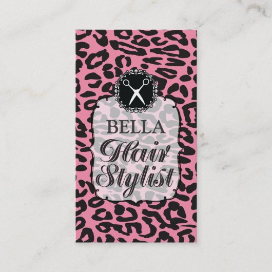 Leopard Print Pink Hair Stylist Appointment Cards Terminkarte (Vorderseite)