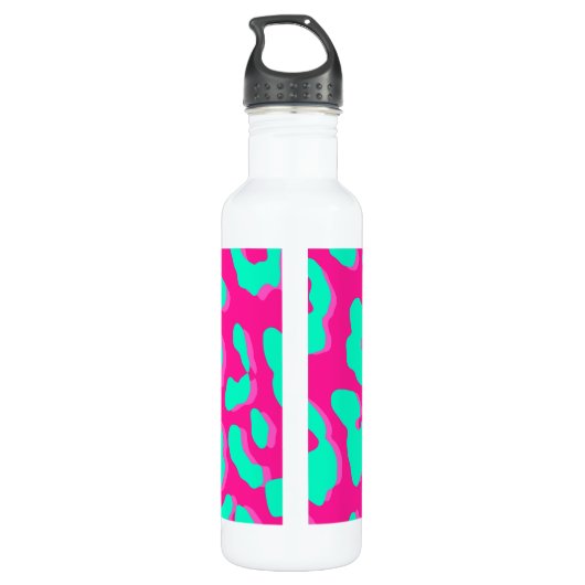 Leopard Print Pink Minze Edelstahlflasche (Rückseite)