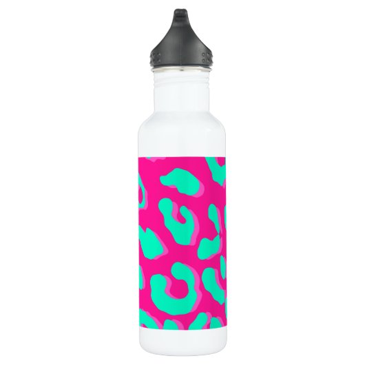 Leopard Print Pink Minze Edelstahlflasche (Rechts)