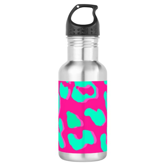 Leopard Print Pink Minze Edelstahlflasche (Vorderseite)