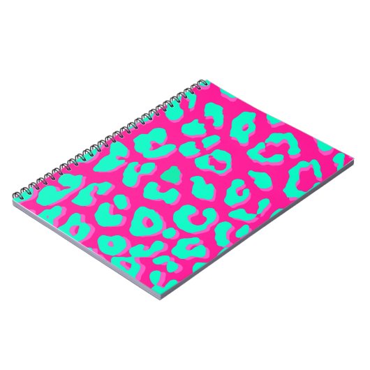 Leopard Print Pink Minze Notizblock (Linke Seite)
