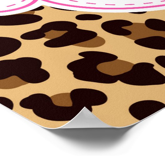 Leopard Print Pink Quatfolie Birthday Poster (Ecke)