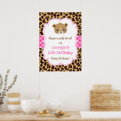 Leopard Print Pink Quatfolie Birthday Poster (Küche)