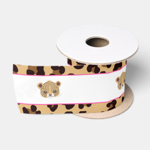Leopard Print Pink Quatre Folie Geschenk Satinband