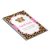 Leopard Print Pink Quatrefoil Birthday Guest Book Notizblock (Rechte Seite)